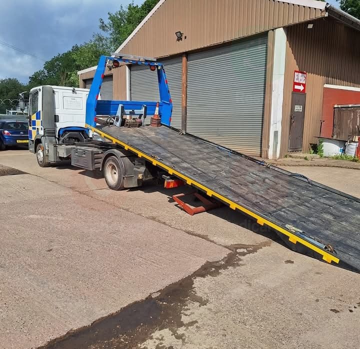 Recovery truck operating in Blackpool